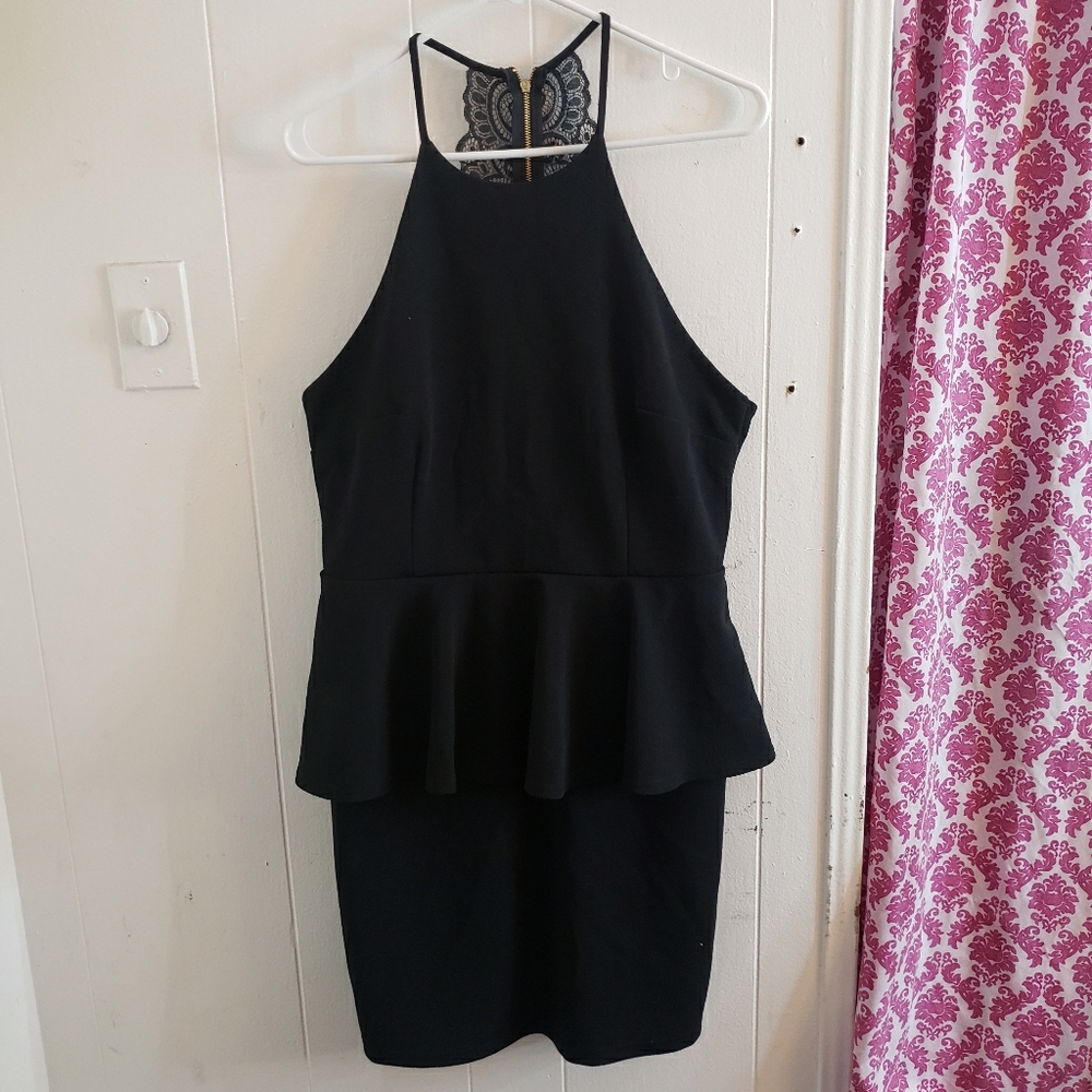 Black peplum dress